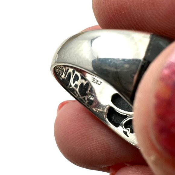 Sterling Silver Womens Ring Multicolor Tourmaline Heart Black Enamel Size 6 - Picture 7 of 8